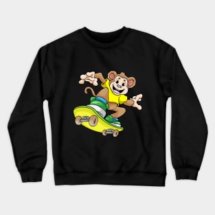 Funny monkey is skateboarding Crewneck Sweatshirt